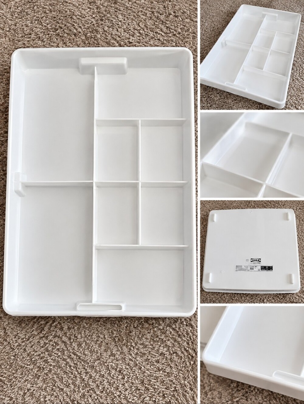IKEA White Plastic Drawer Organizer with Multiple Compartments